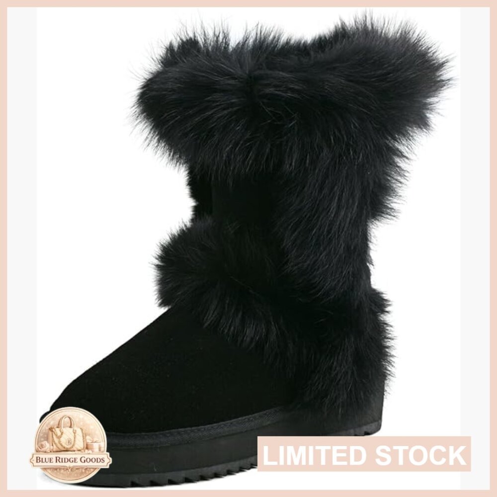 Genuine Suede Platform Boots Furry Winter Short Snow Boots Waterproof